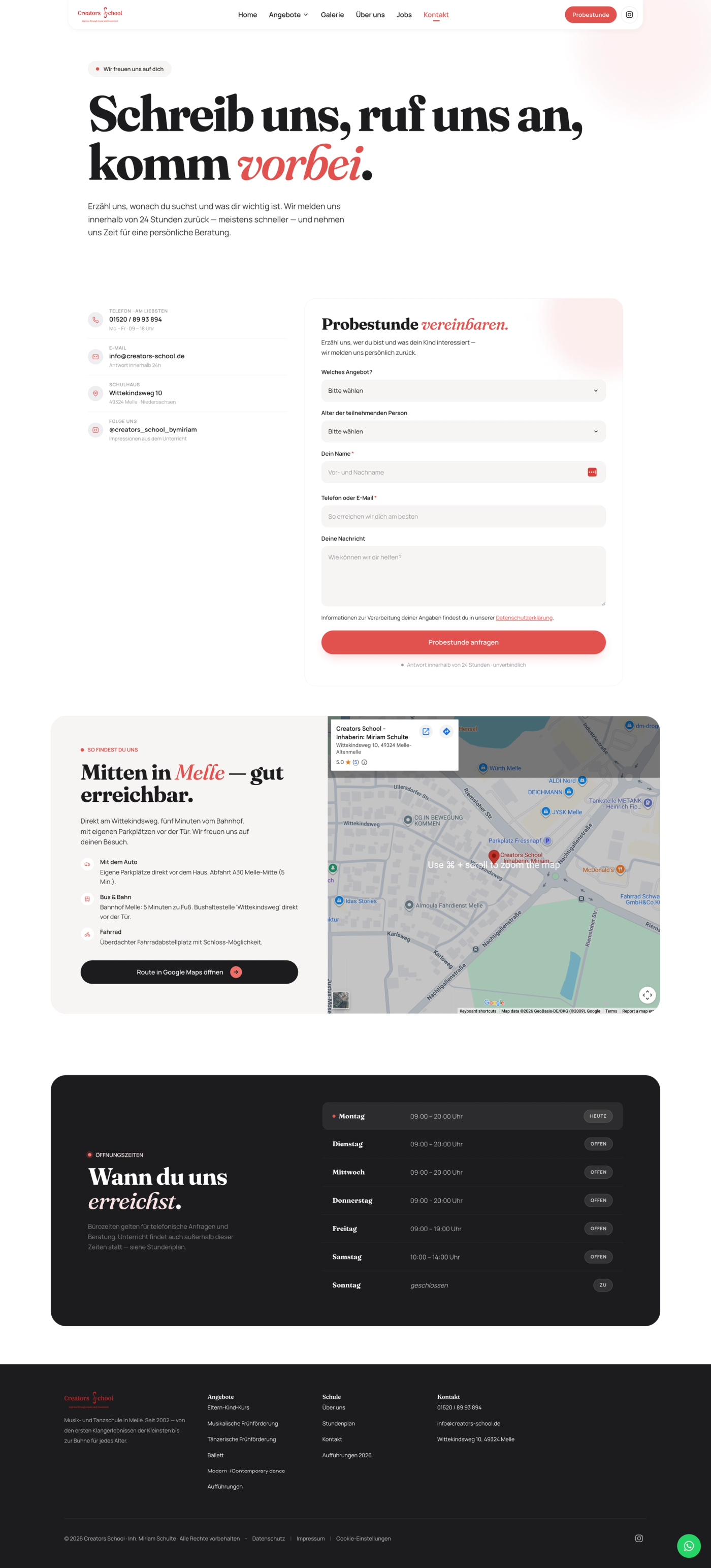 Redesigned contact page