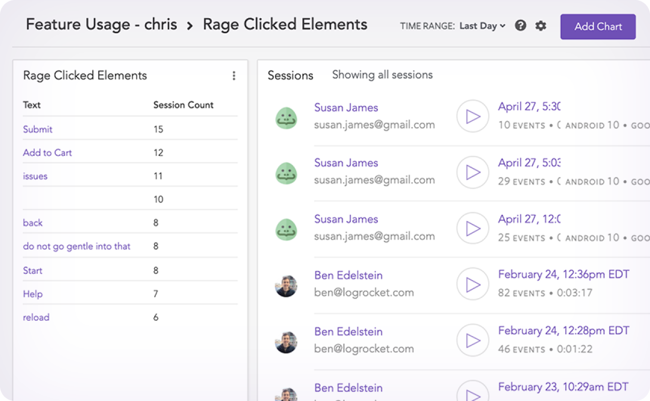 Rage clicks and dead clicks