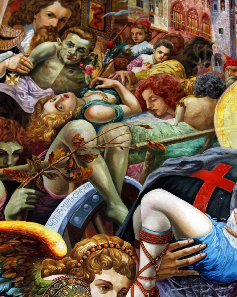 Gino Grimaldi, pala, olio su tela.