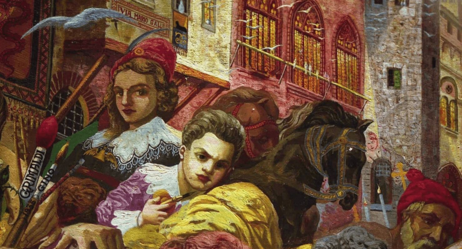 Gino Grimaldi, pala, olio su tela.