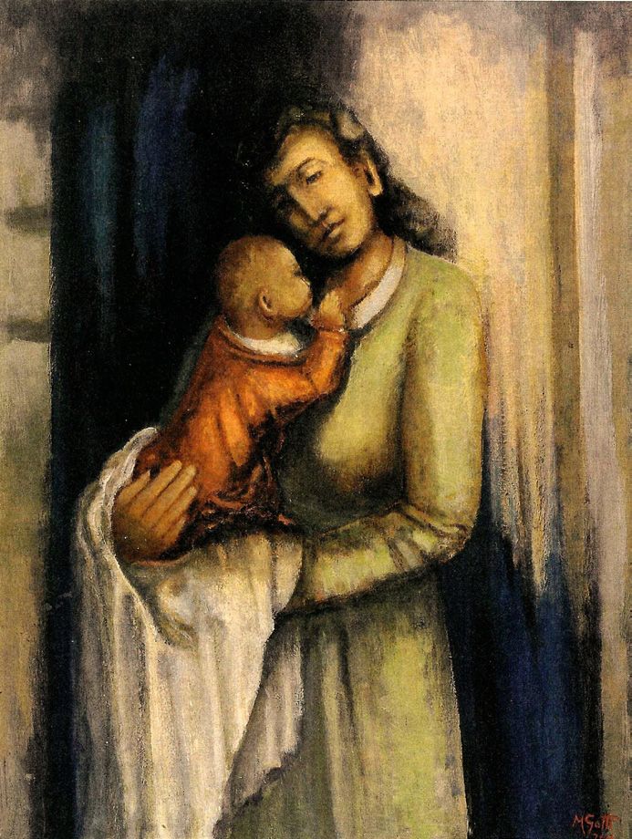 Mario Gotti, Maternità, olio su tela, cm.92x67, 2003.