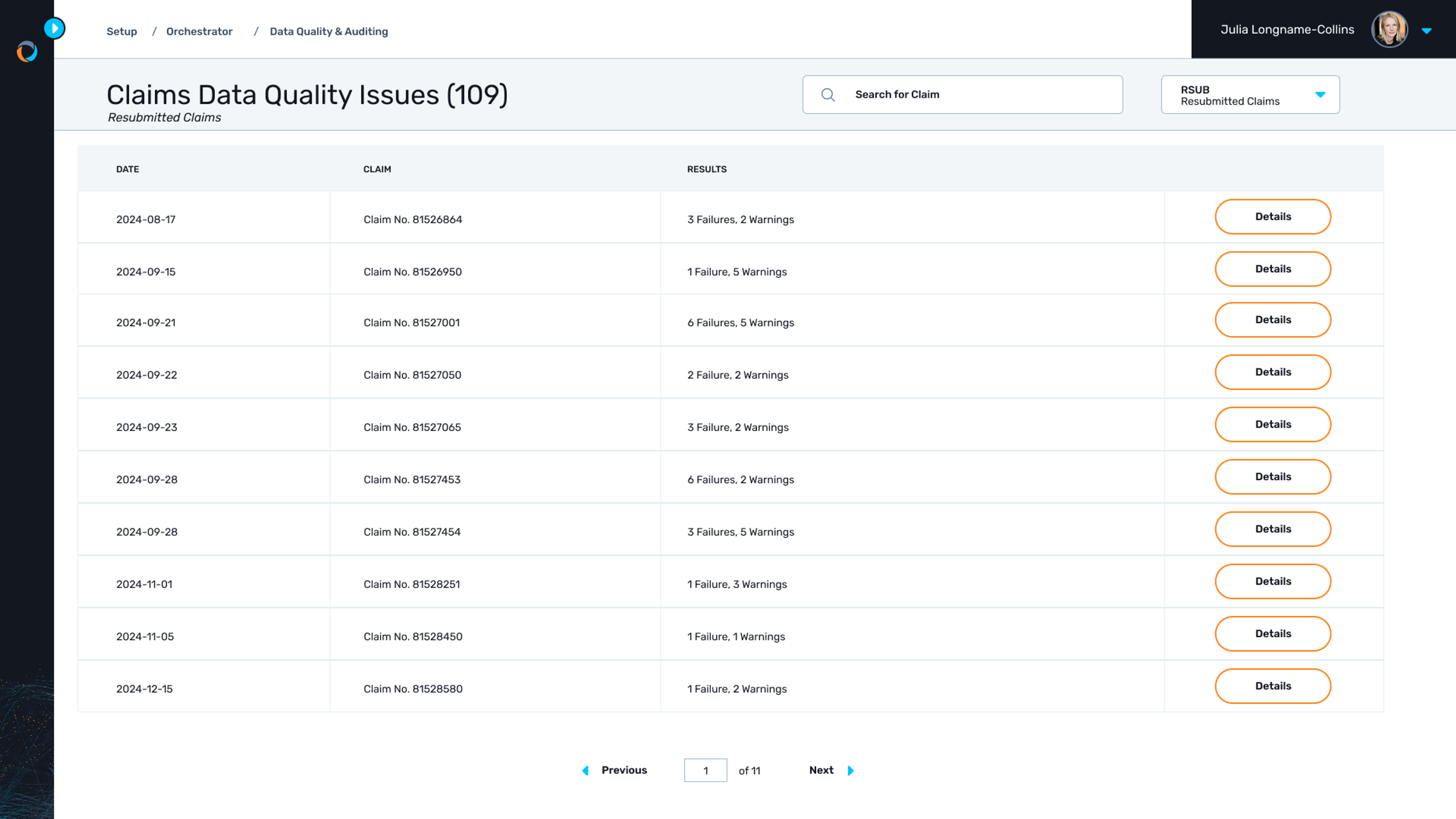 A list of audits that have been resubmitted are shown