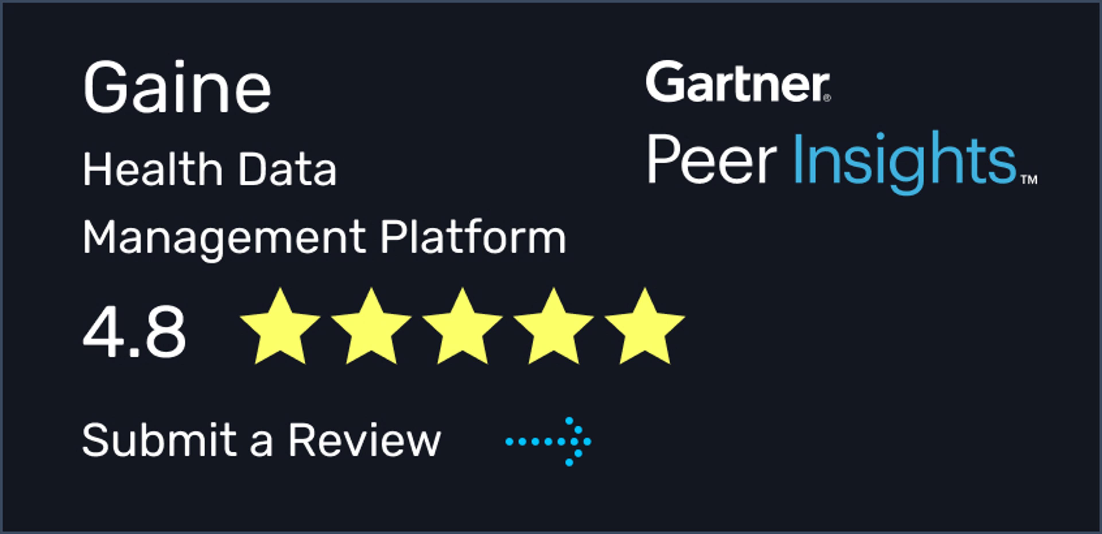 Gartner 4.8 stars - Gaine Health data management platform 