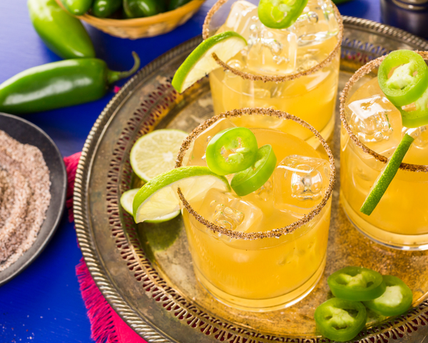 Glasses of grapefruit agave spirit cocktails