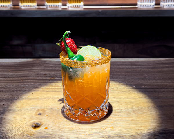 Strawberry Jalapeno cocktail made with Ameragave Silver American Agave Spirits