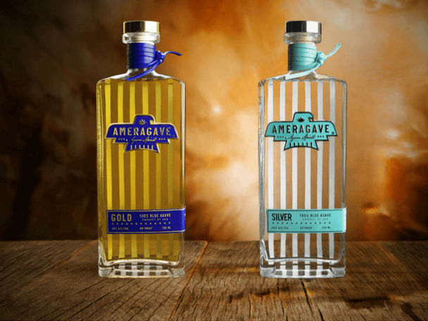 Bottles of silver and gold Amergave spirit