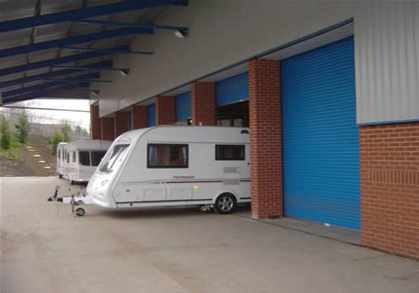 Row of caravan workshop bays