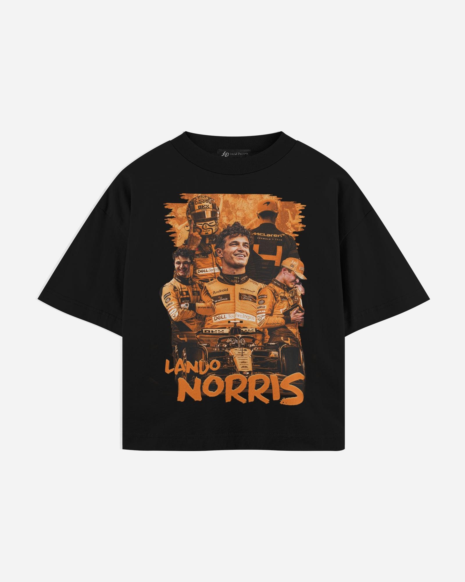 Lando Norris Tee in Black, front, laid flat