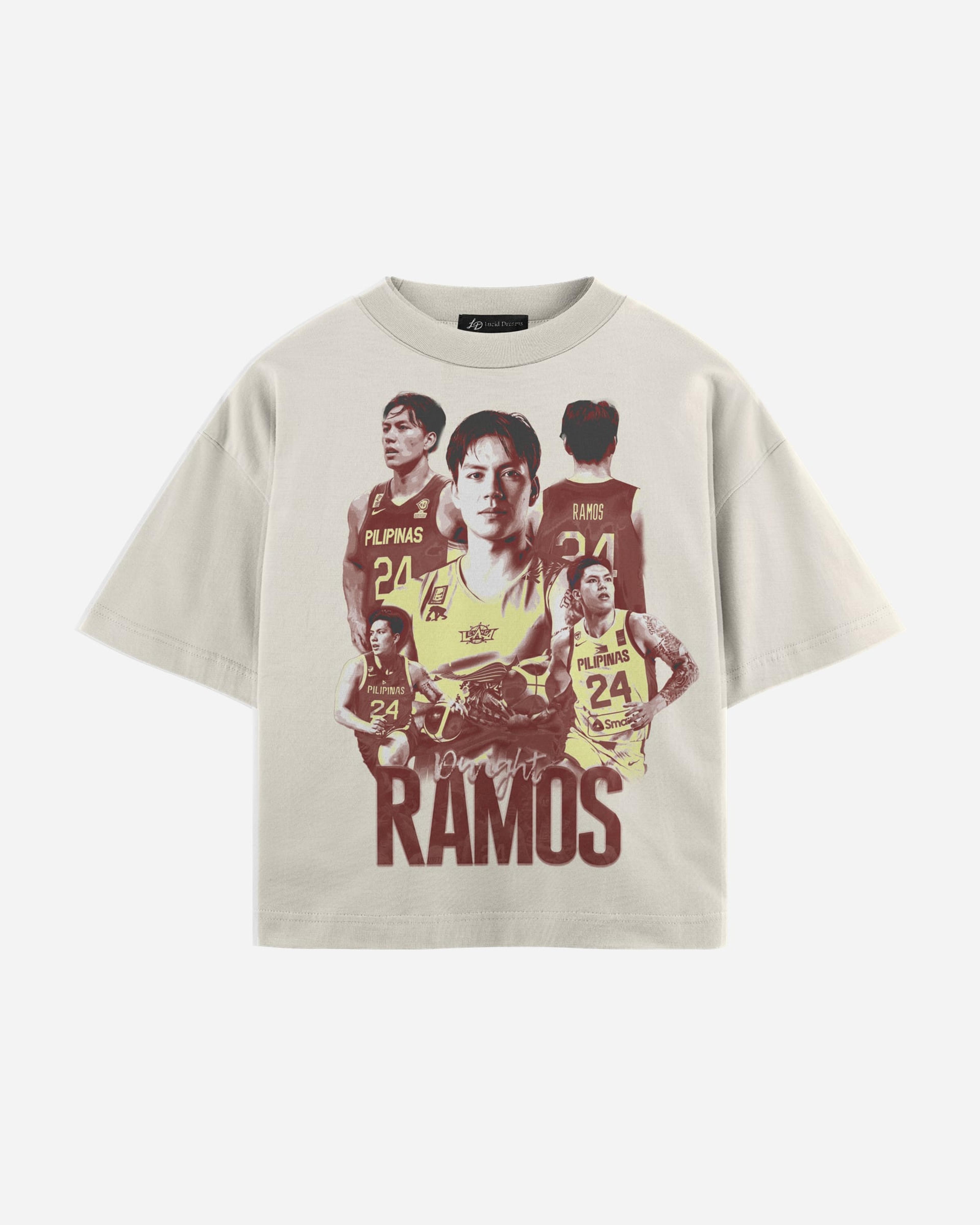 Dwight Ramos Tee in Off White, front, laid flat