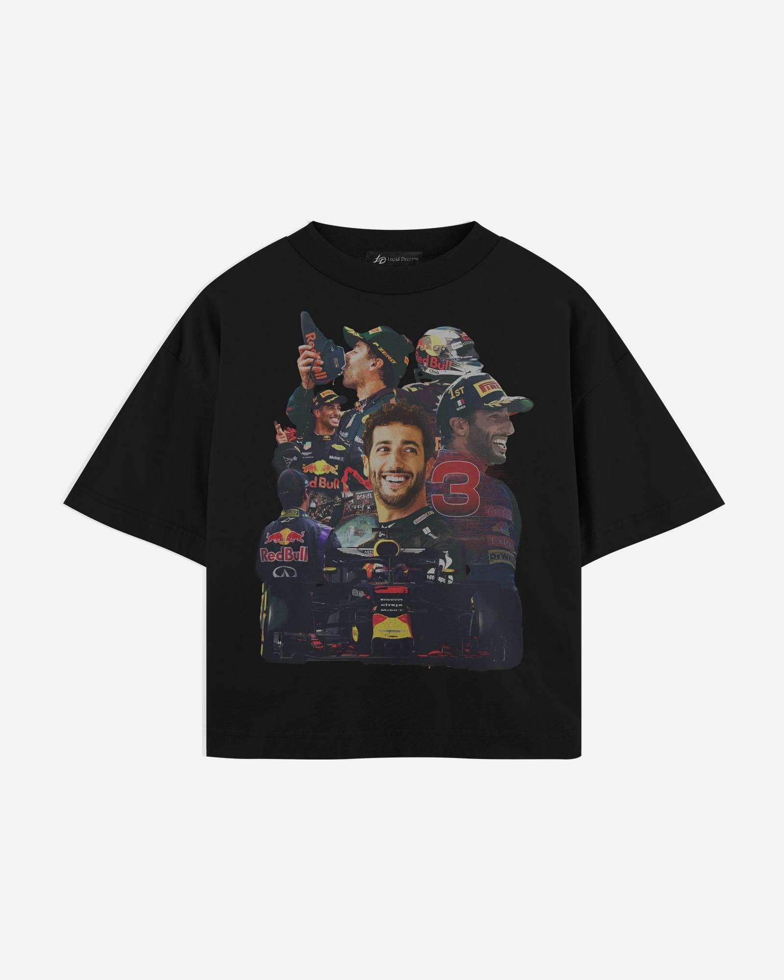 Daniel Ricciardo Tee in Black, front, laid flat