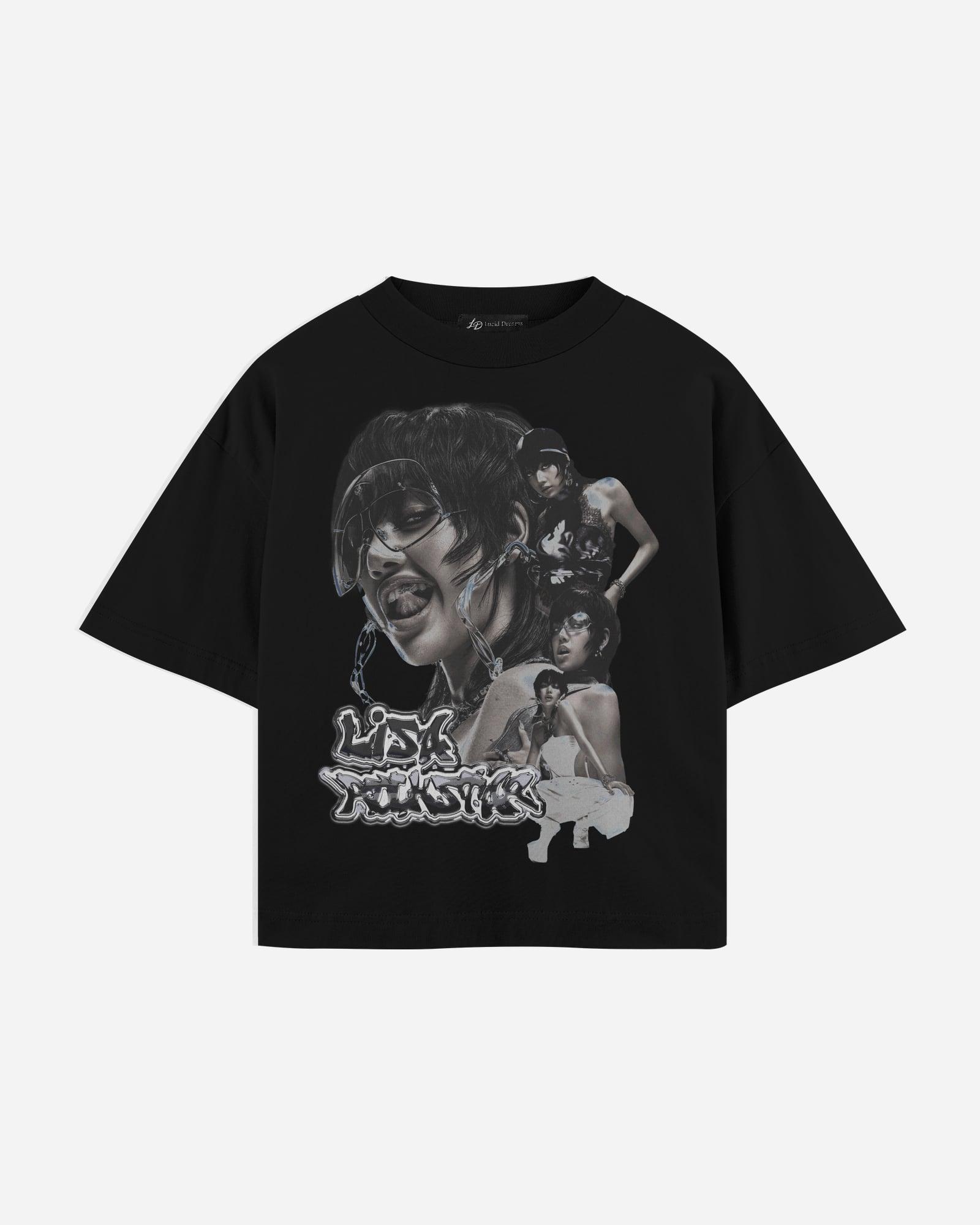 Lisa Tee in Black, front, laid flat