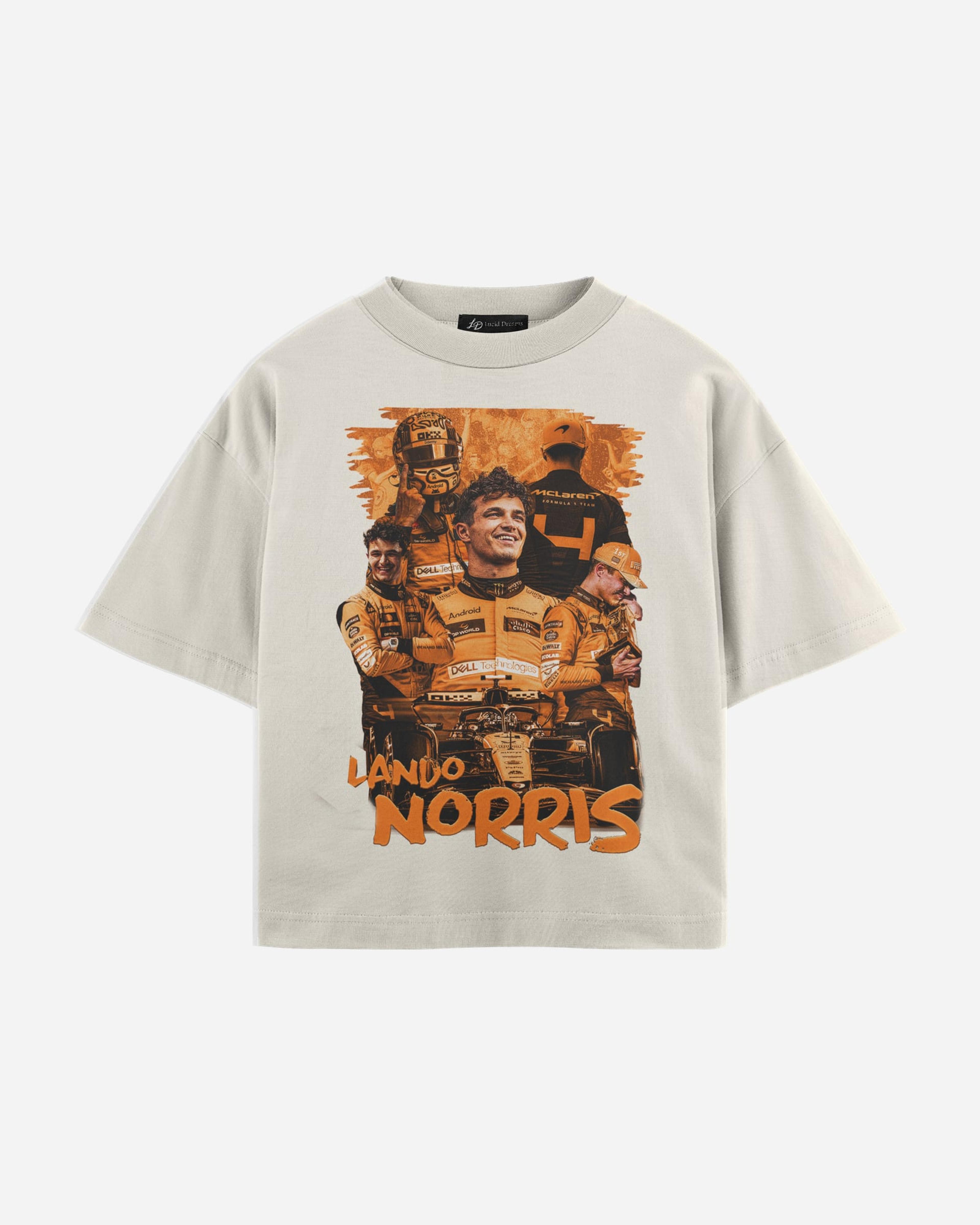Lando Norris Tee in Off White, front, laid flat