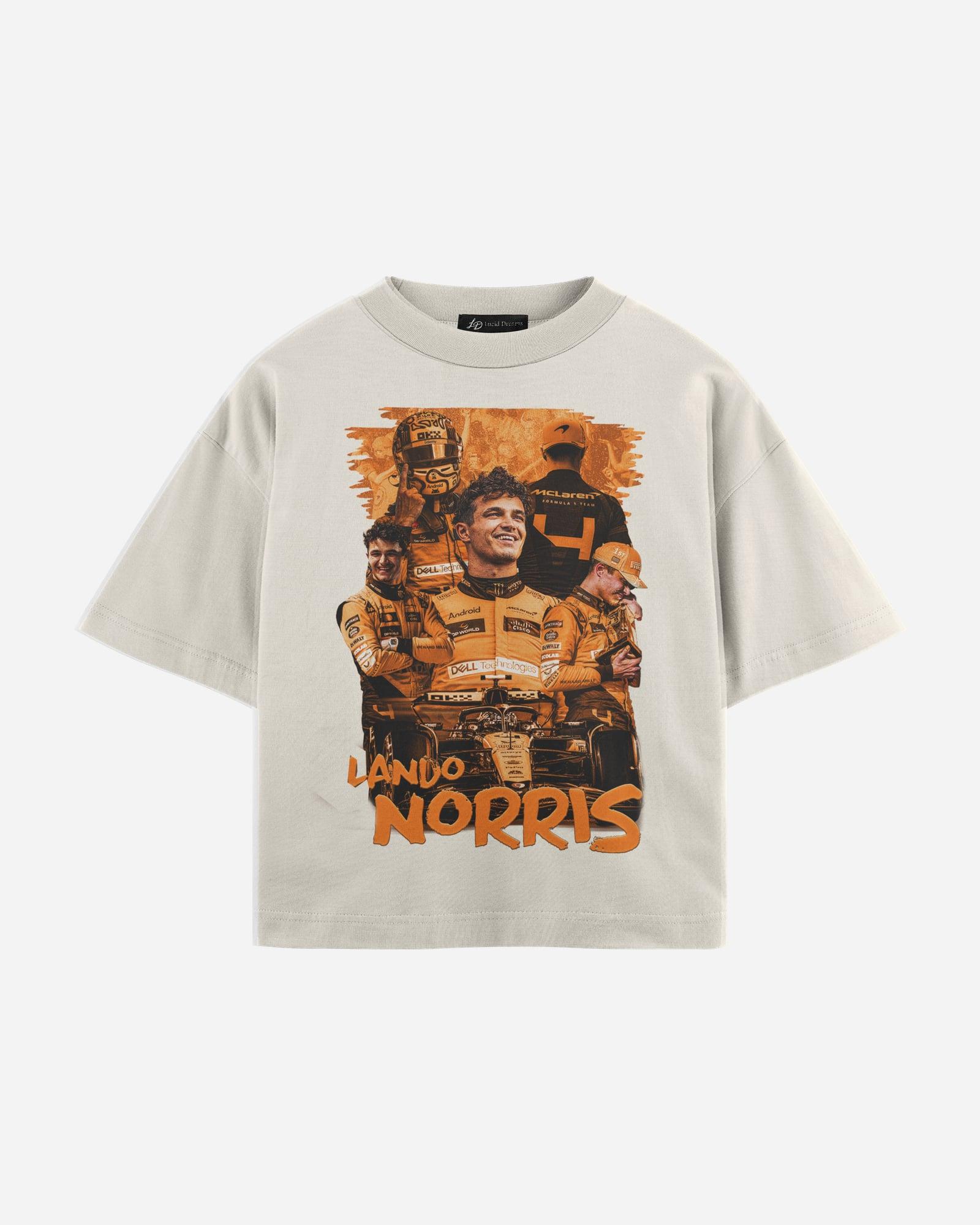 Lando Norris Tee in Off White, front, laid flat