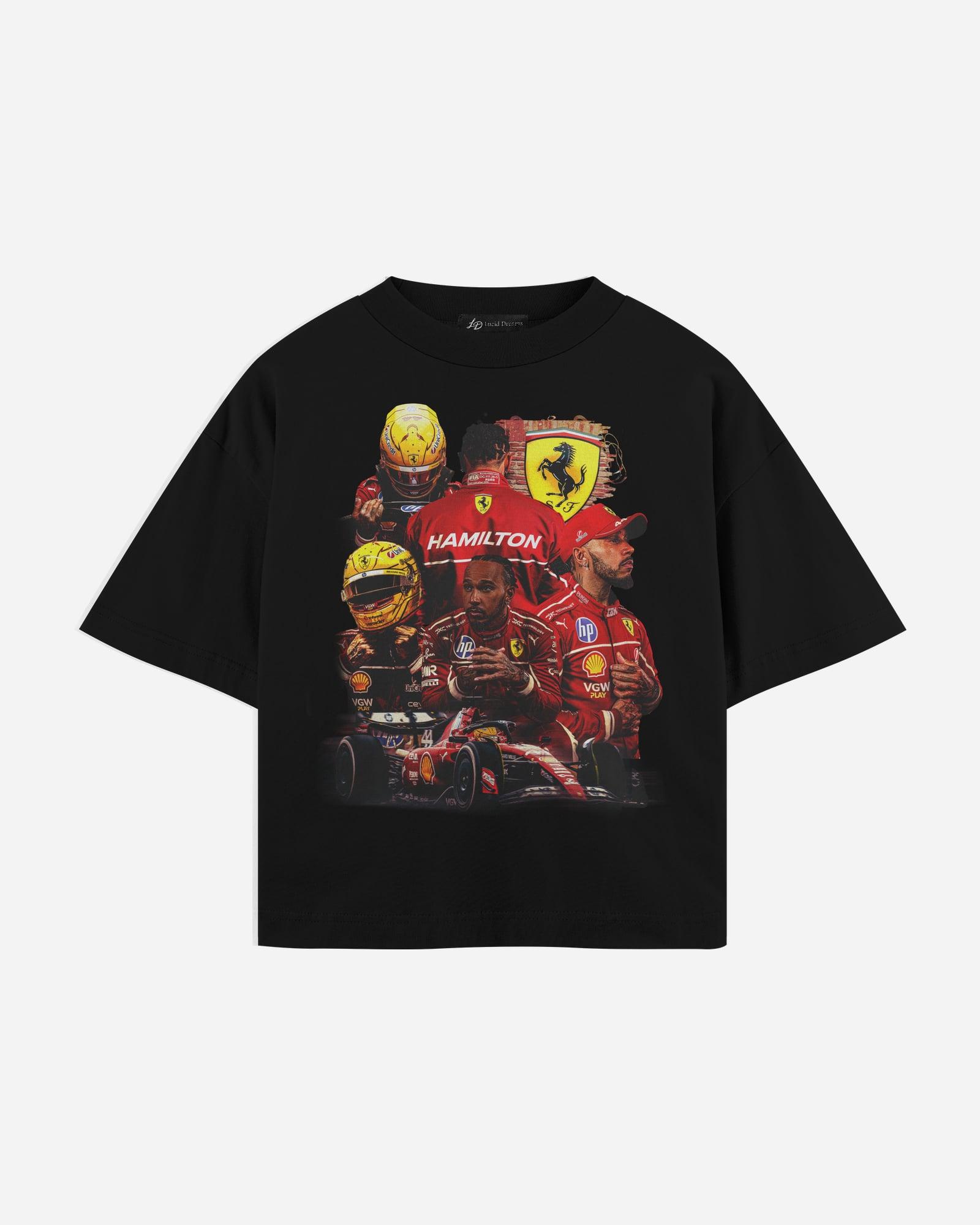 Lewis Hamilton Tee in Black, front, laid flat
