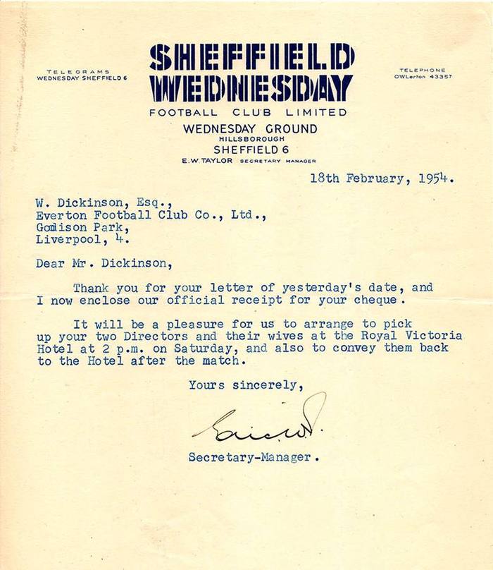 Sheffield wednesday letter