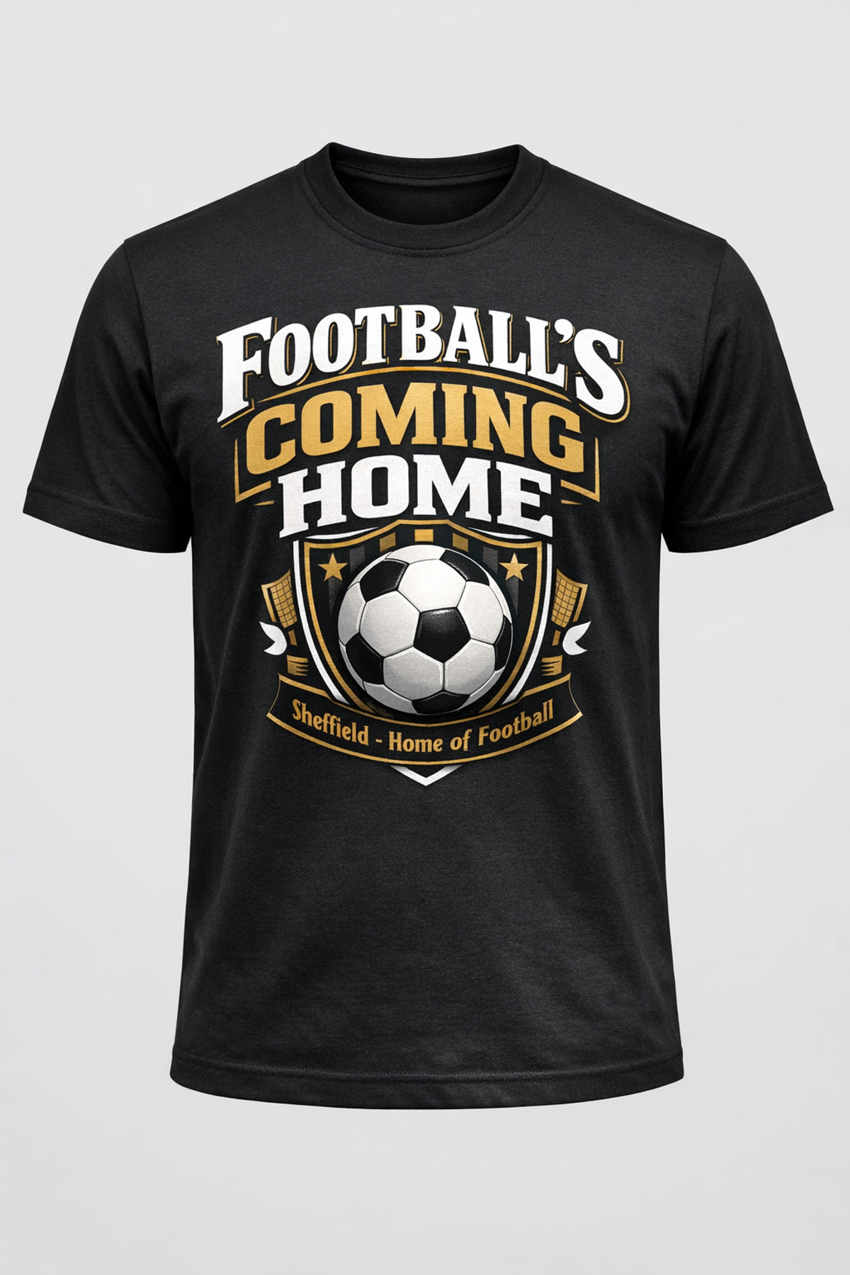 Black T Shirt "Football's Coming Home" – Not Available