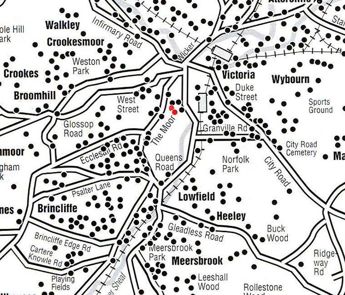 Bramall Lane - map of the Blitz