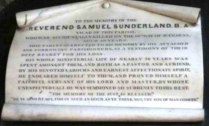 a memorial tablet in the chancel of the church at Penistone