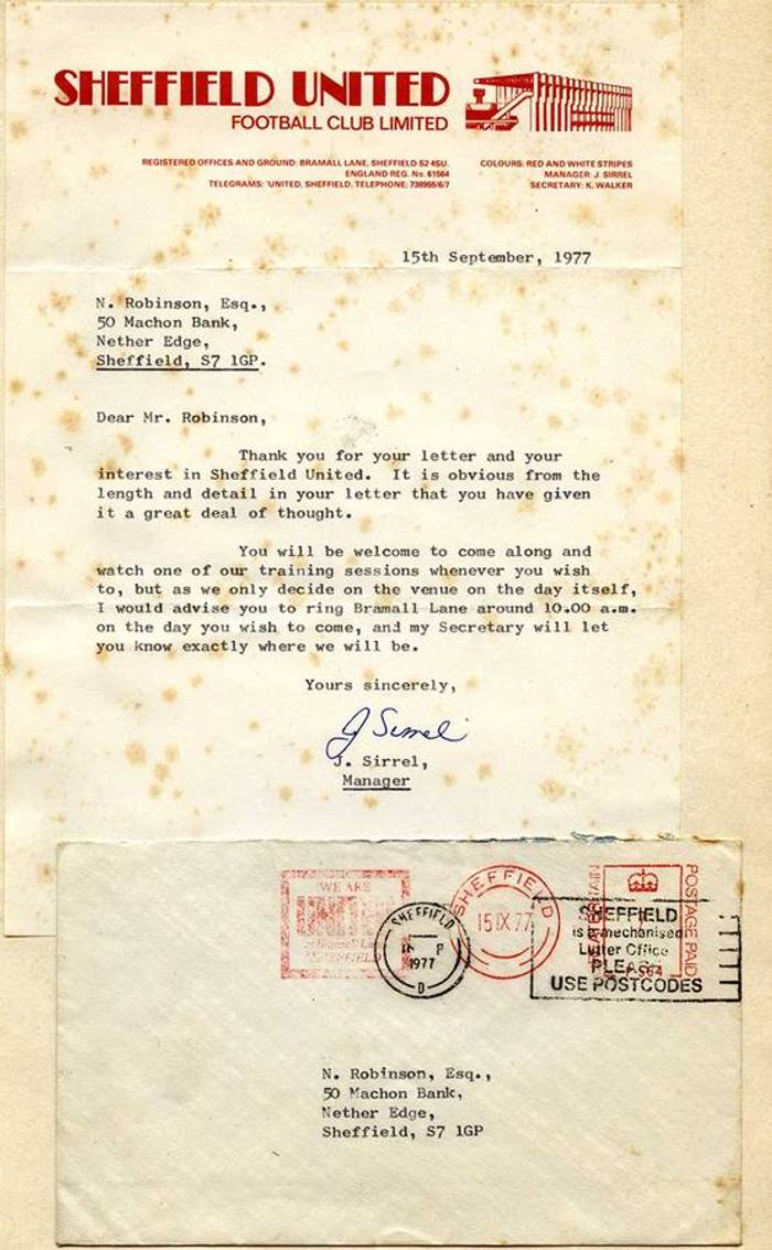 Sheffield united nick robinson letter