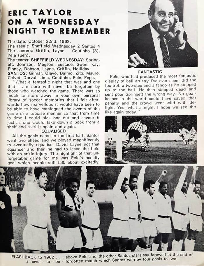 The 1972 programme looks back 10 years to the 1962 fixture. By 1972 Pele had won 3 World Cups