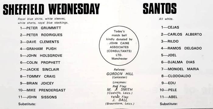 23/02/72 Sheffield Wednesday v Santos 0-2 (att 36,996)