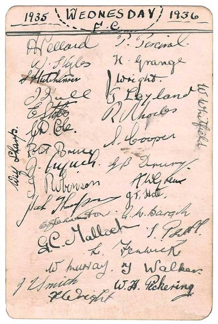 Sheffield wednesday 1935 6 wednesday signatures