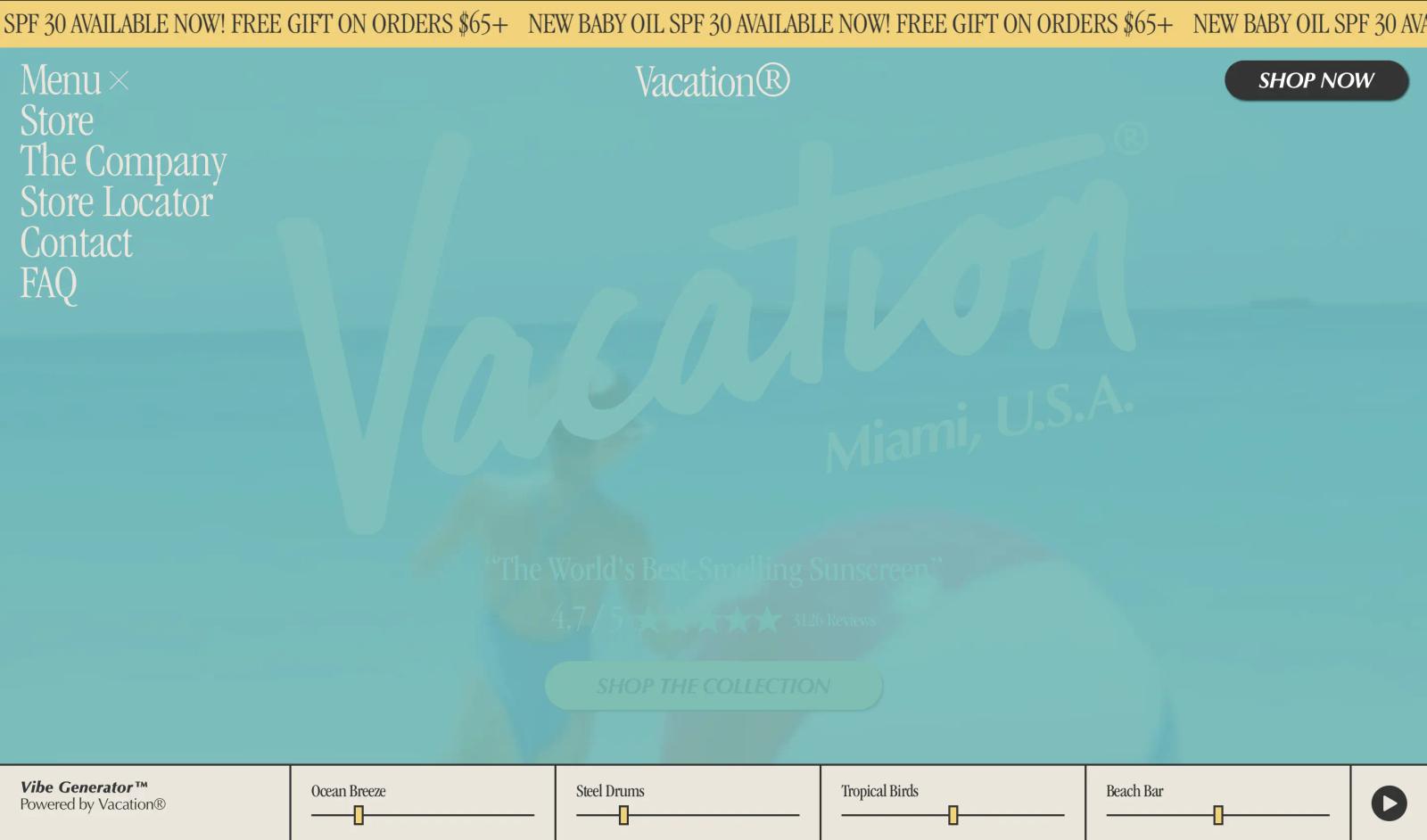 VACATION navigation