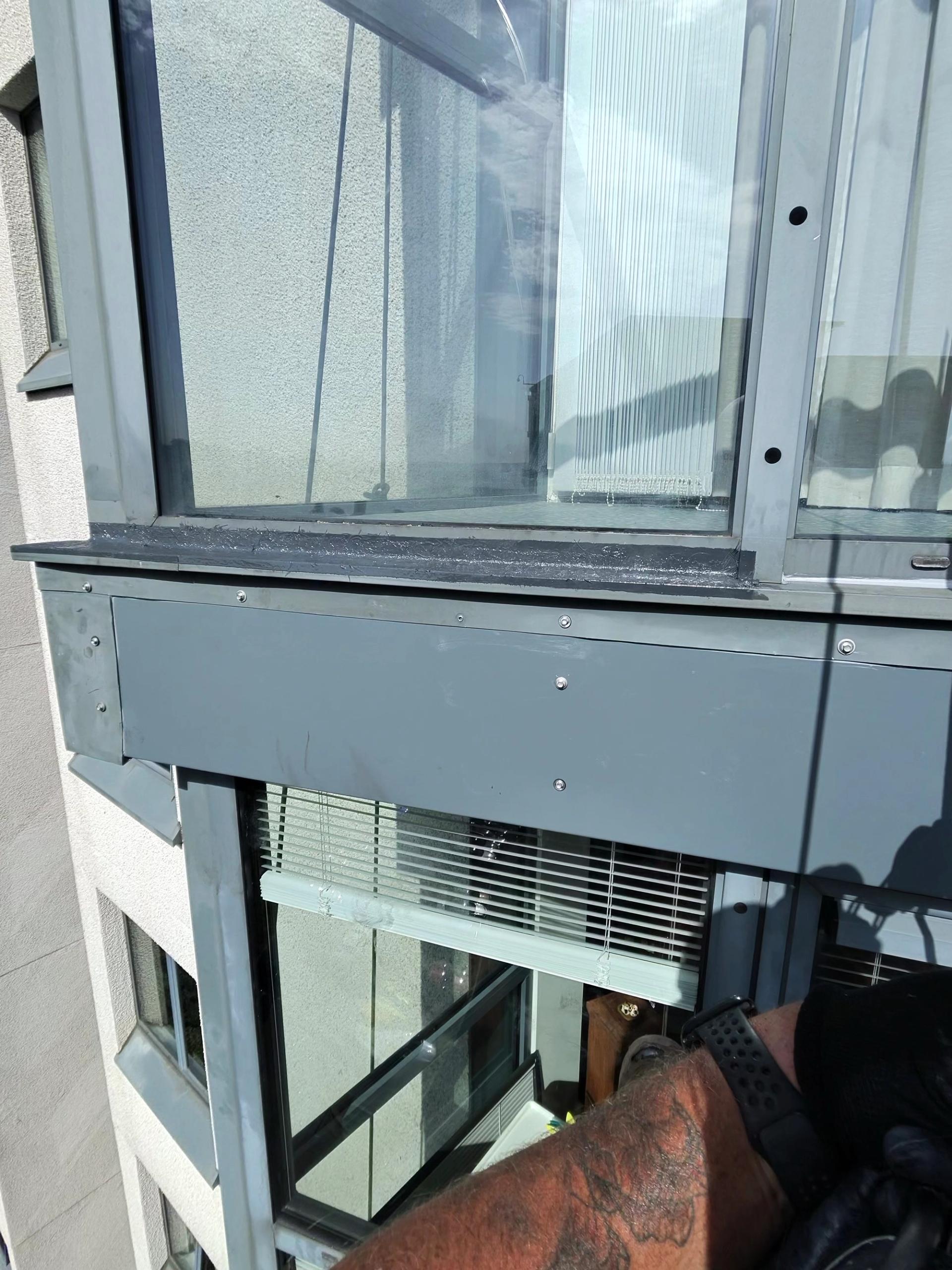 Completed aluminium cladding and façade repairs to a high-rise residential building in Newcastle, carried out by Asset Access UK Ltd using rope access.