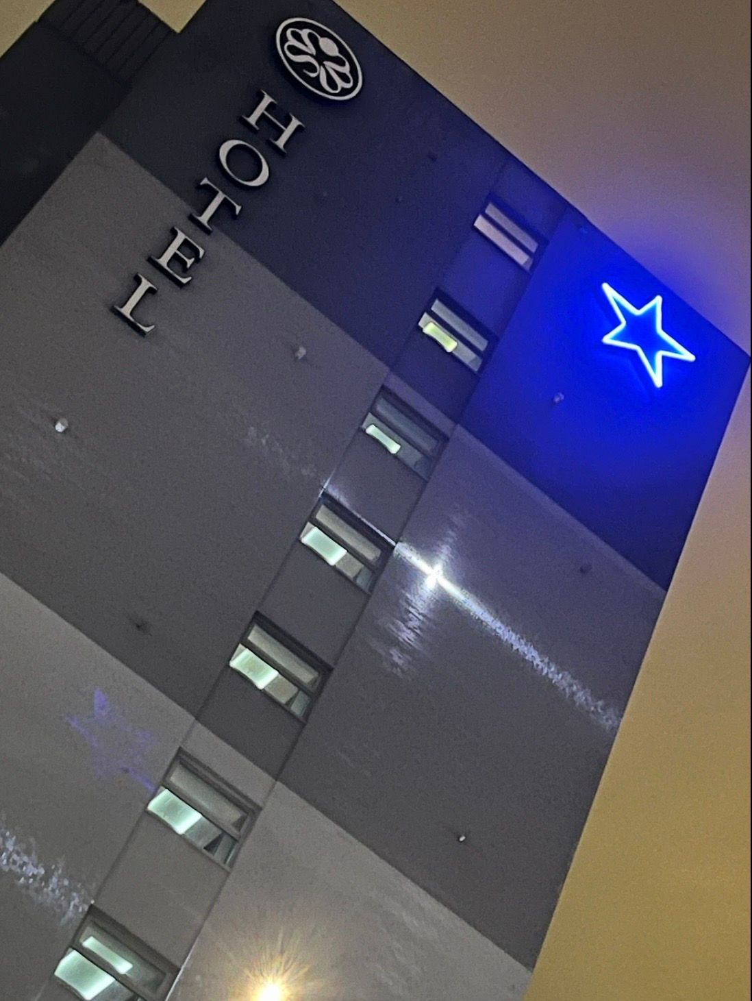 Restored historic Newcastle Breweries Blue Star at Sandman Signature Newcastle Hotel following rope access restoration works.