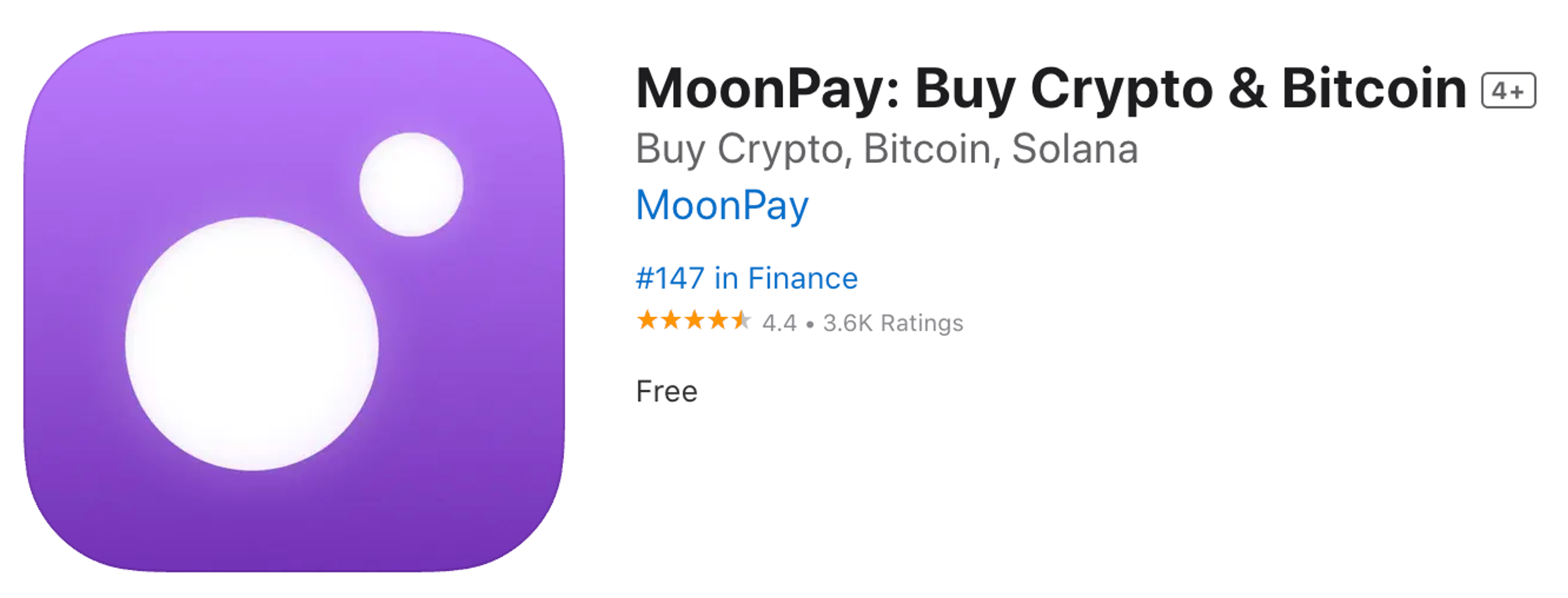 A screenshot of the MoonPay in the App Store