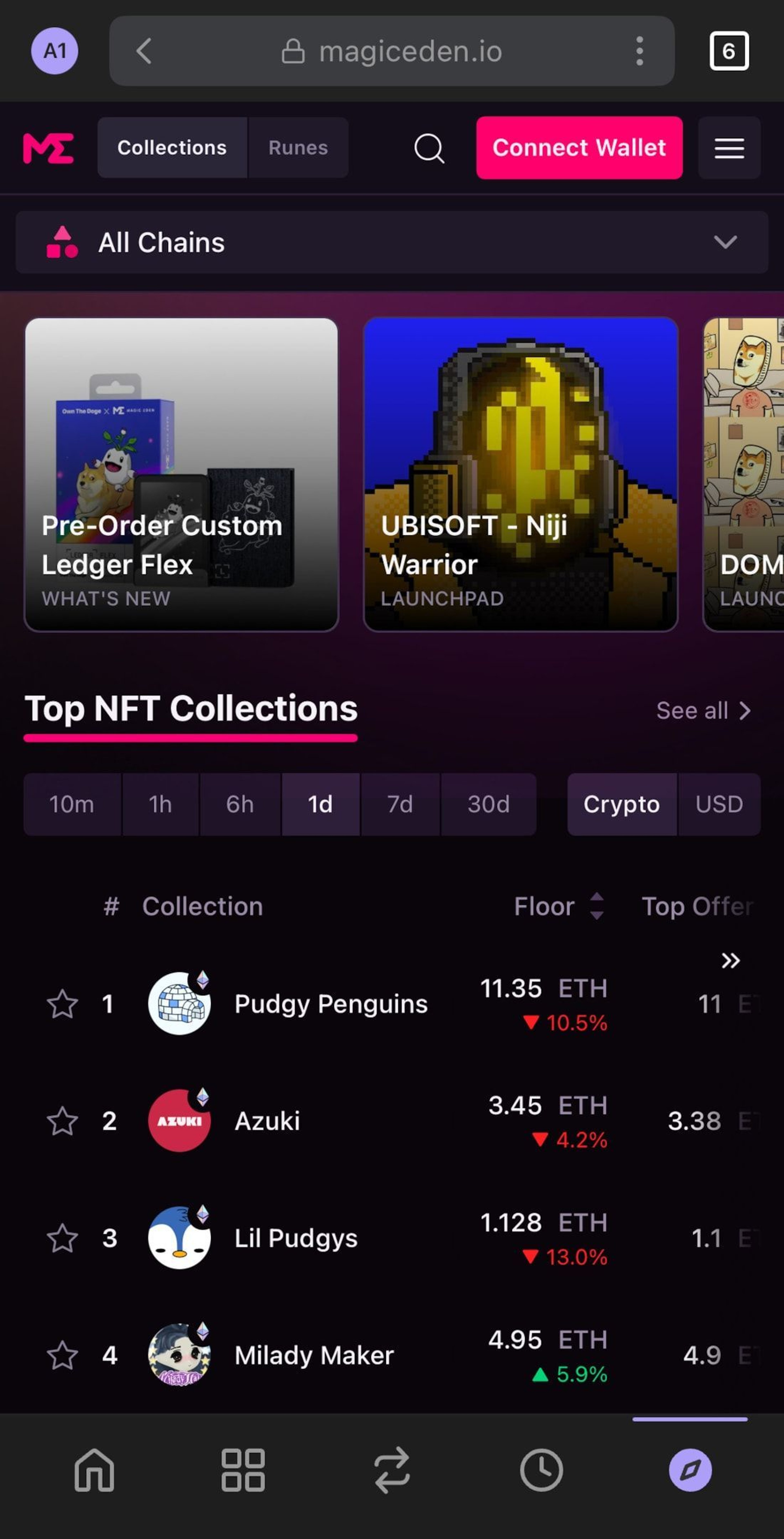 A screenshot of the Magic Eden marketplace