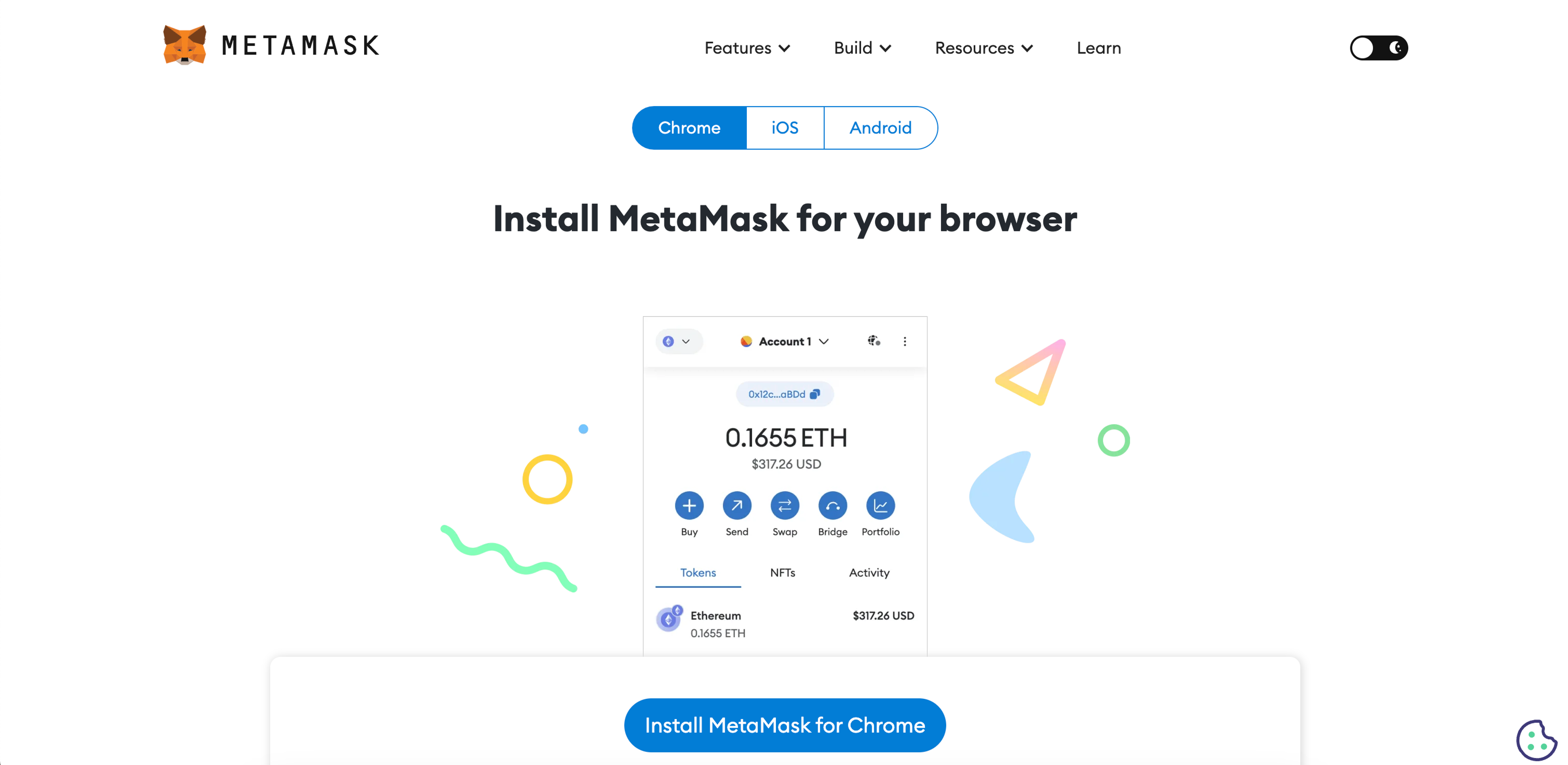 MetaMask download page