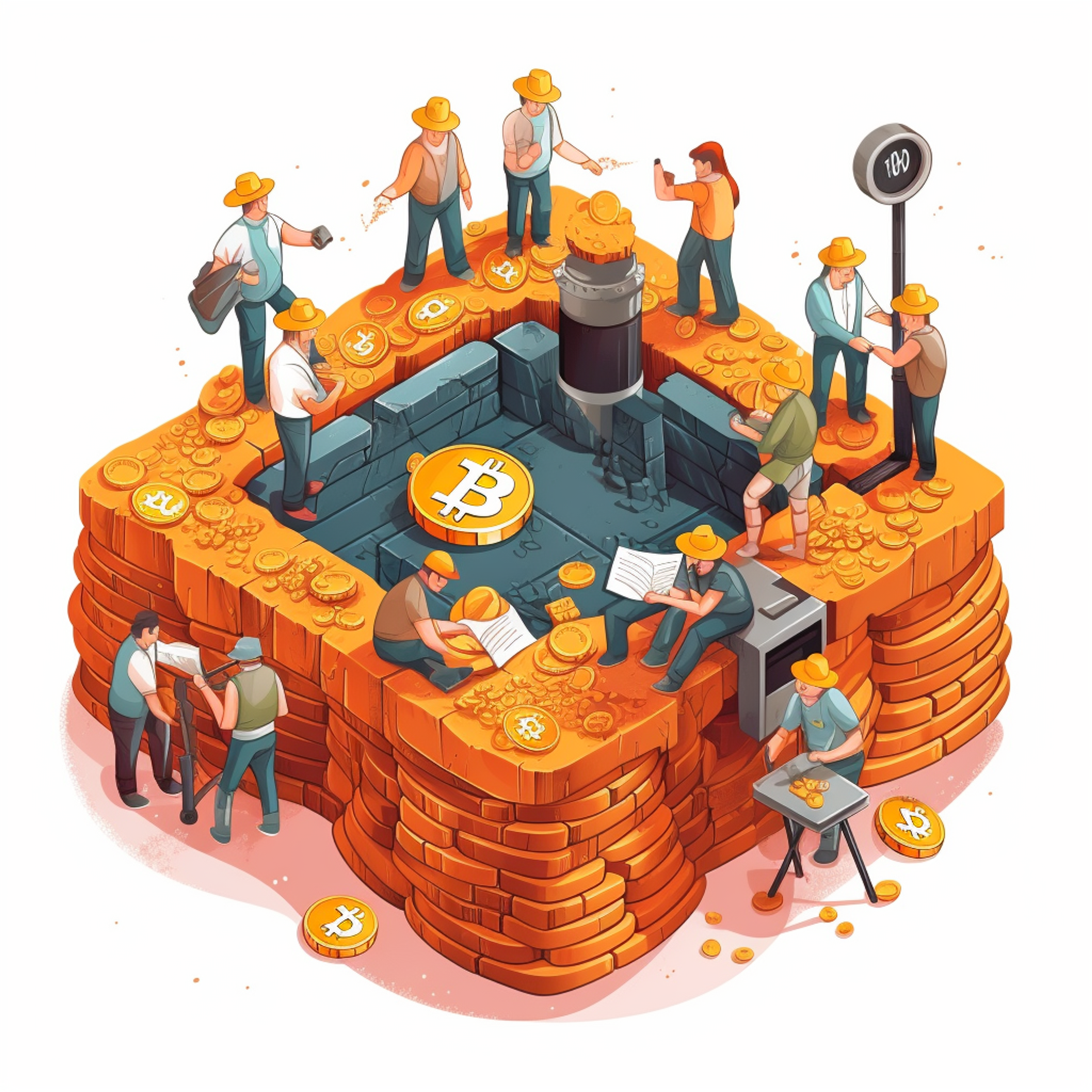 A group of Bitcoin miners engaged in mining.