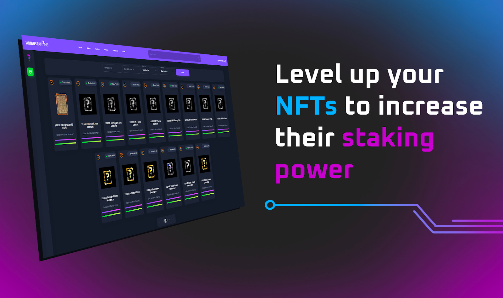 An image of WhenStaking’s NFT staking platform.