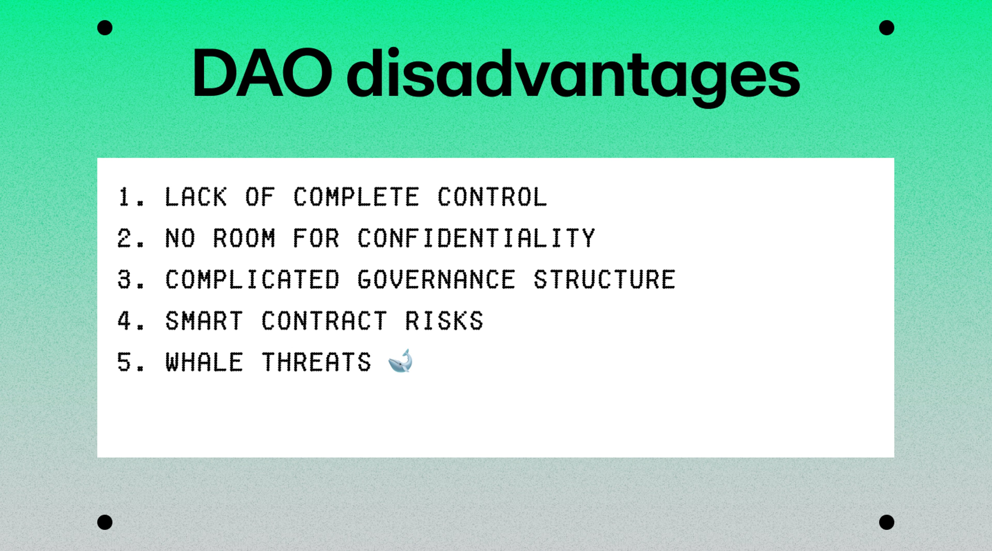 A table displaying the disadvantages of DAOs.