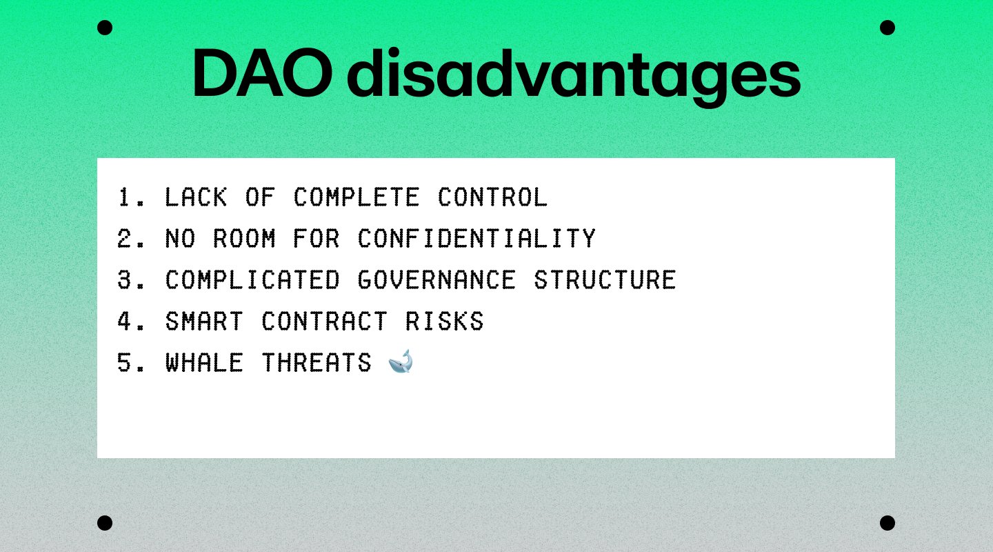 A table displaying the disadvantages of DAOs.