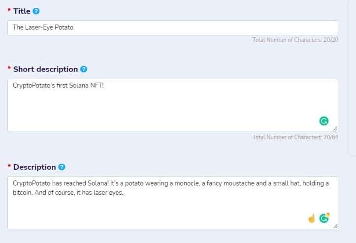 A screenshot from SolSea.