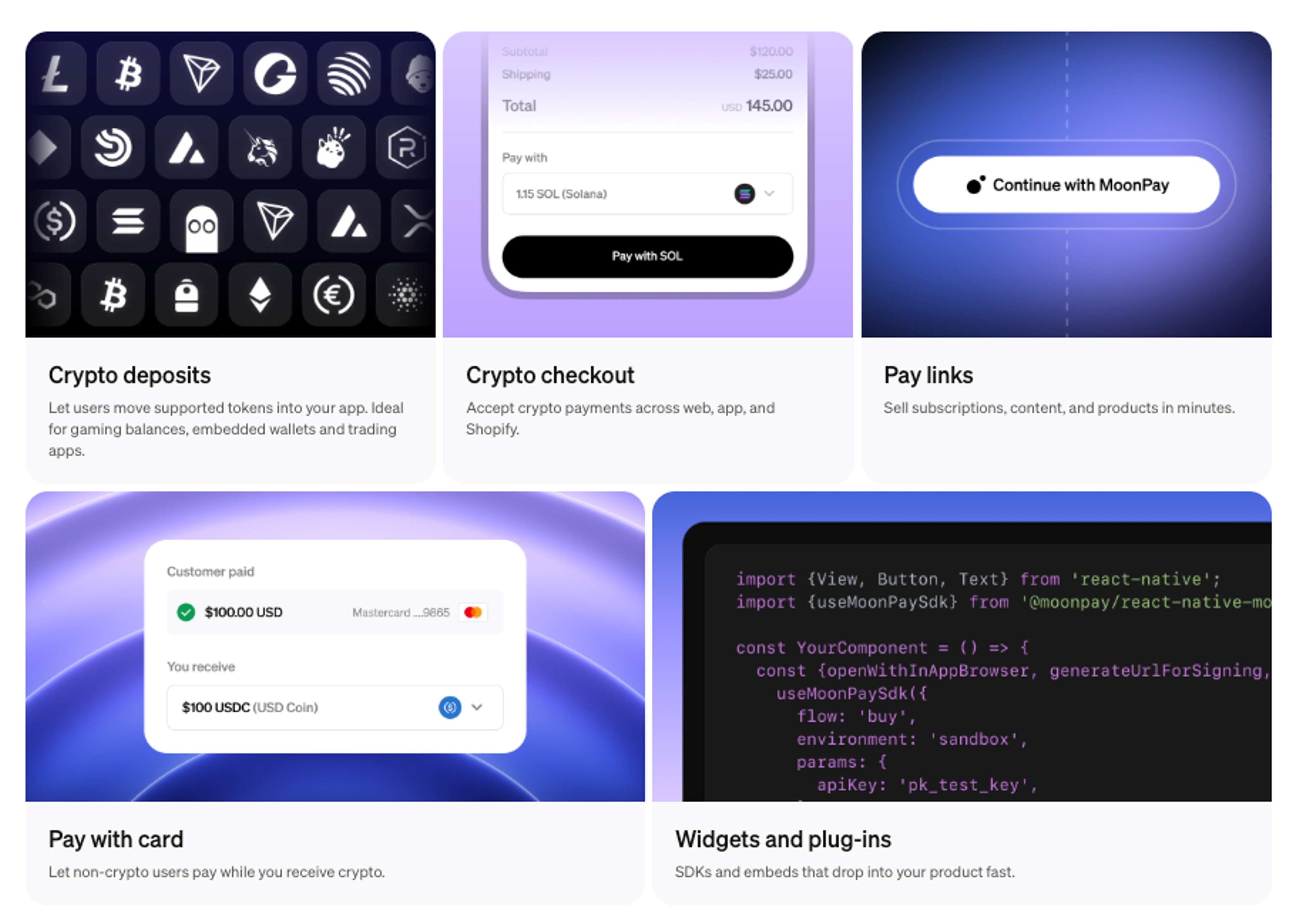 MoonPay Commerce Offerings
