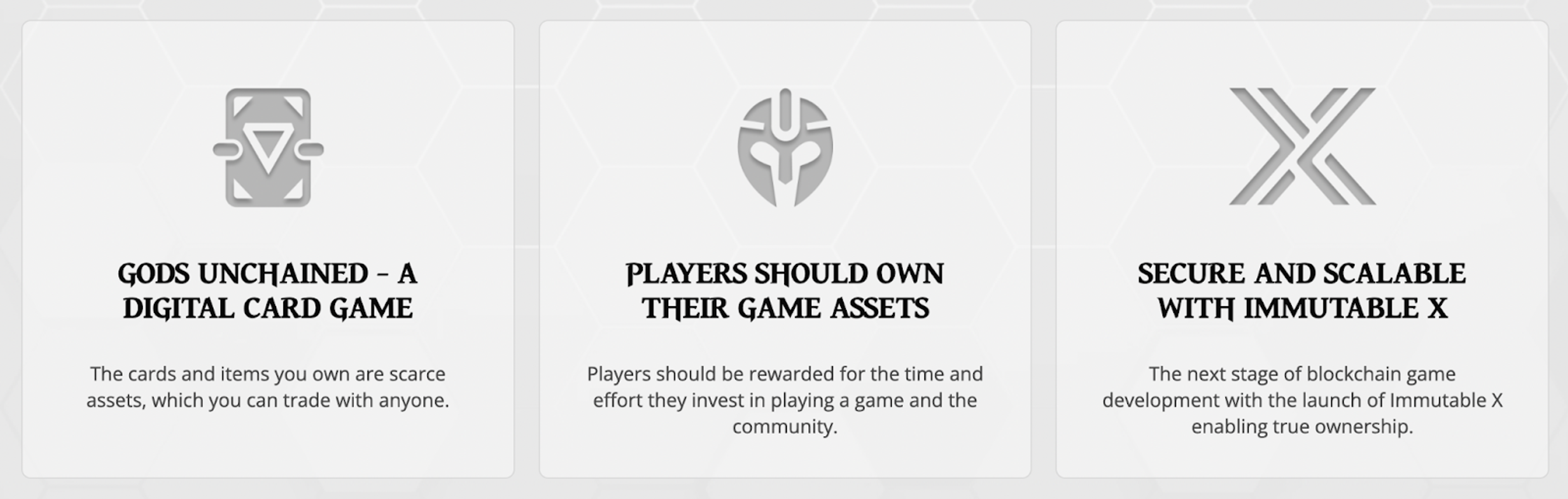A screenshot of Gods Unchained benefits.