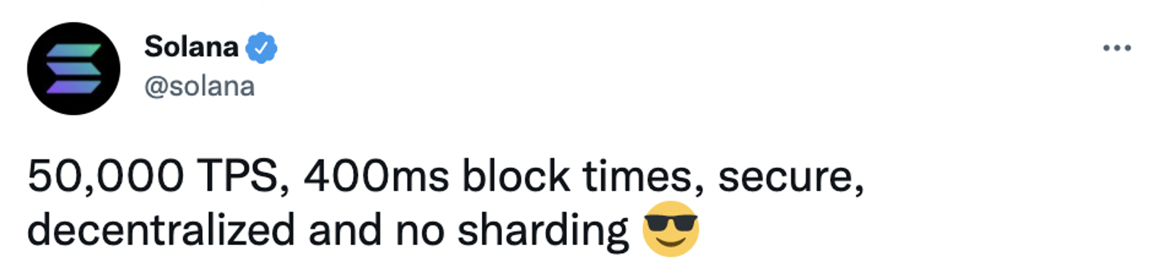 A tweet from Solana.