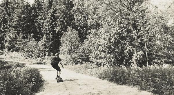 Electric longboard, forrest run