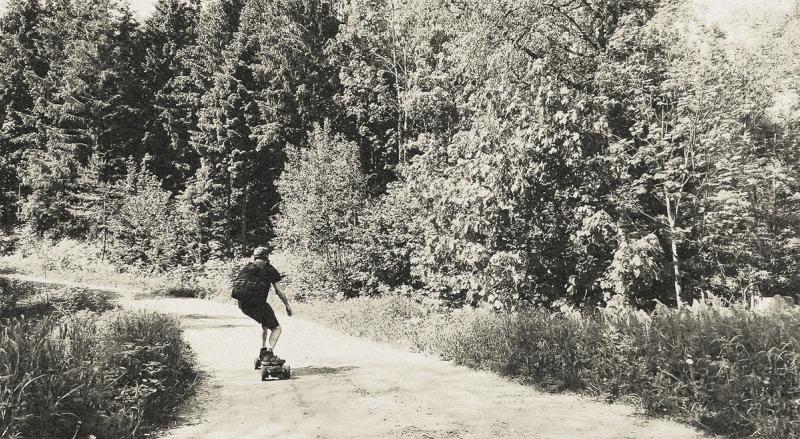 Electric longboard, forrest run