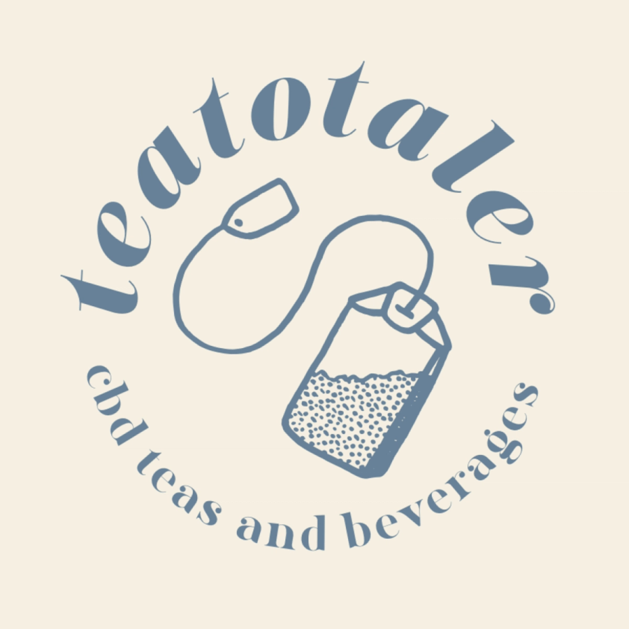Logo for brand "Teatotaler: CBD teas and beverages" showing an icon of a teabag.