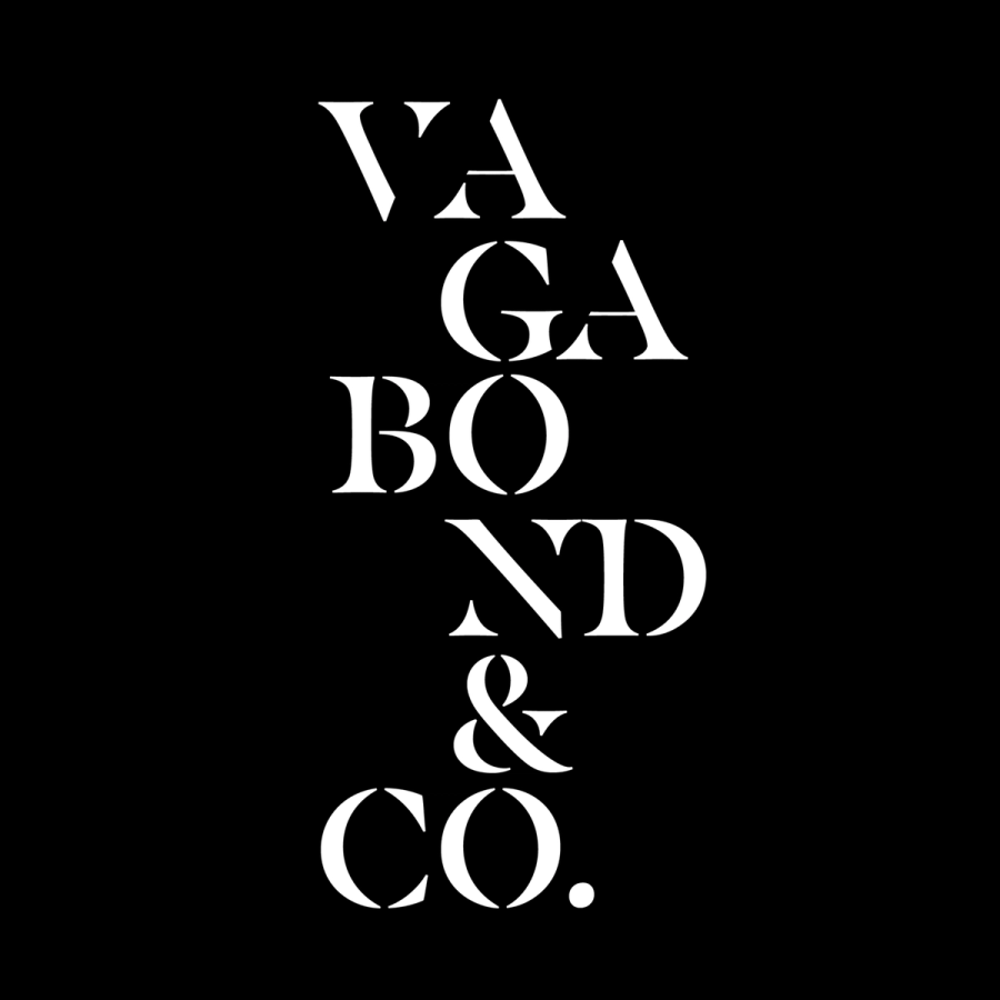 The text "Vagabond & Co" in white luxury serif font on a black background.