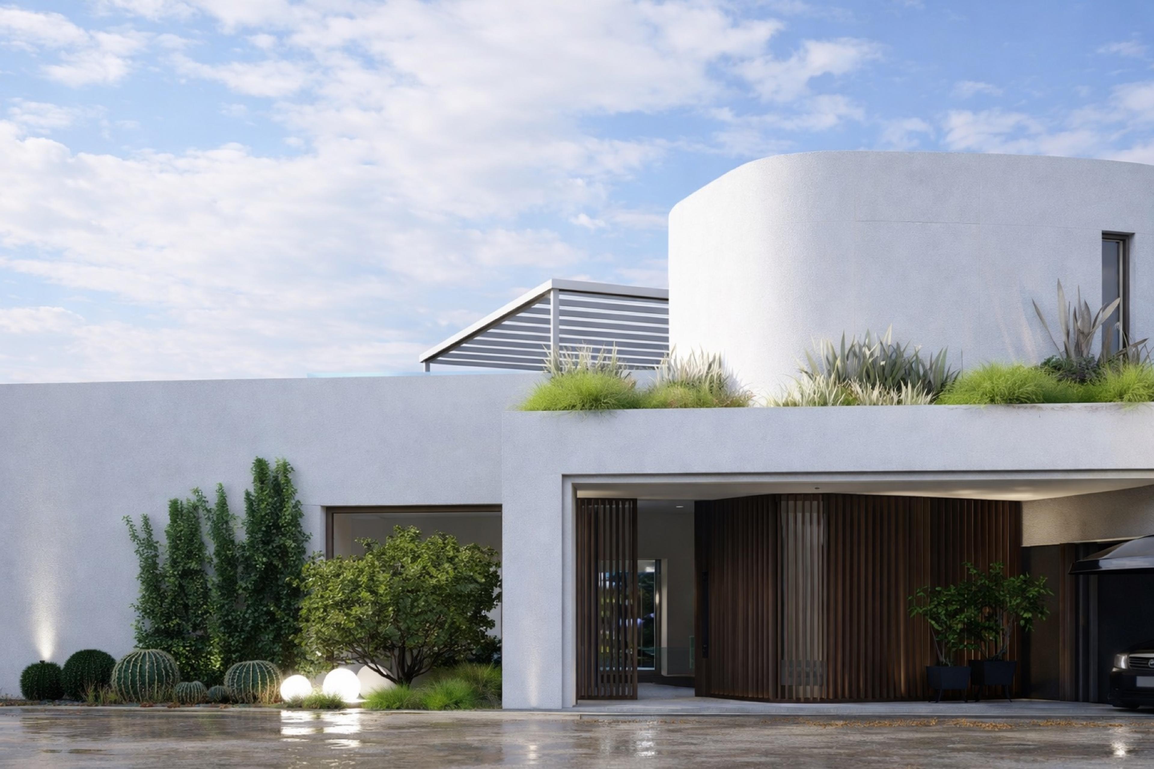A salon built around a slot of morning light on the Costa del Sol