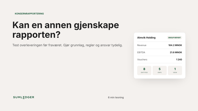 Overlevering av konsernrapportering: grunnlag, regler og ansvar.