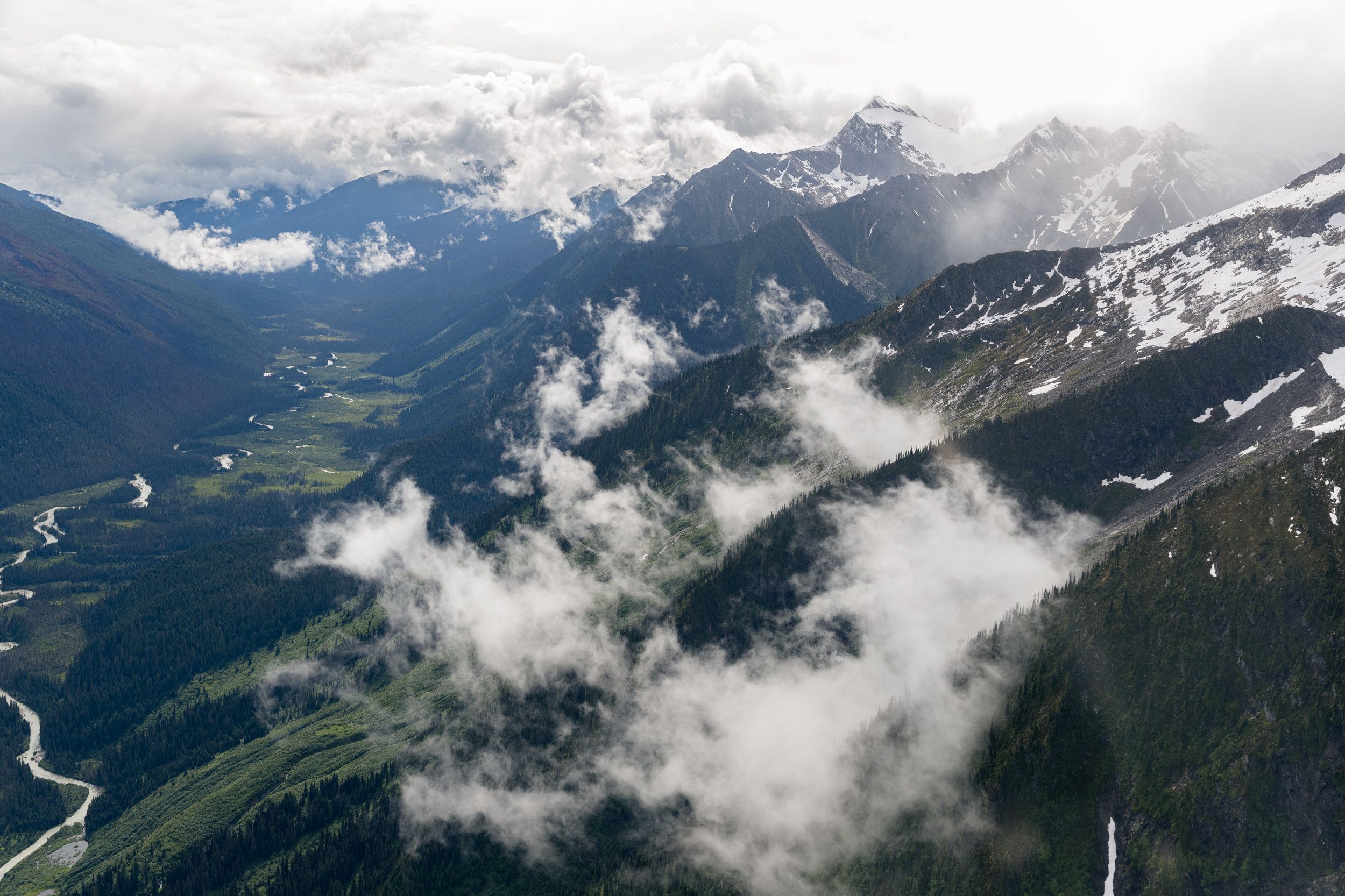 Mountain range with clouds