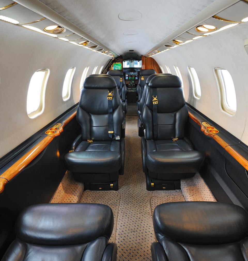 interior of a private charter plane