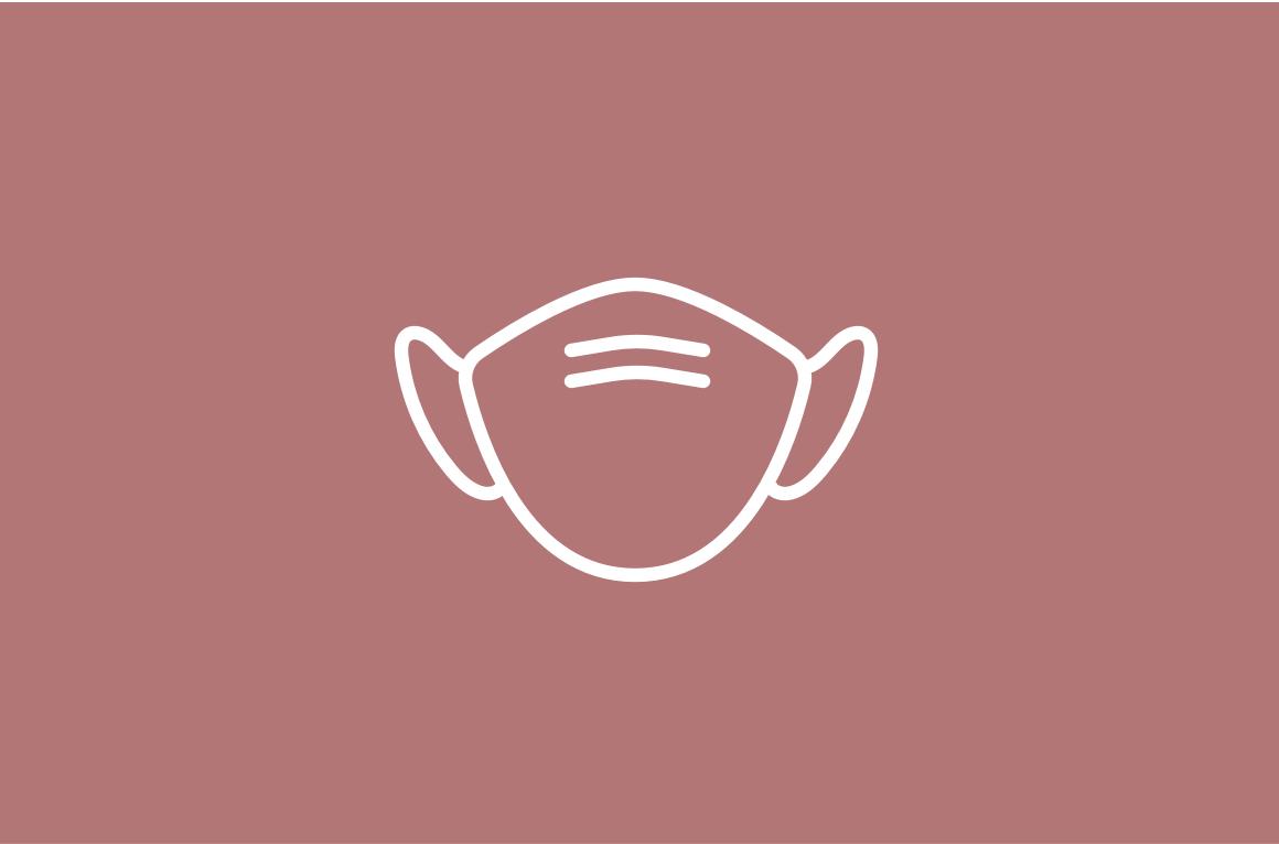 Medical mask icon with dusty rose background