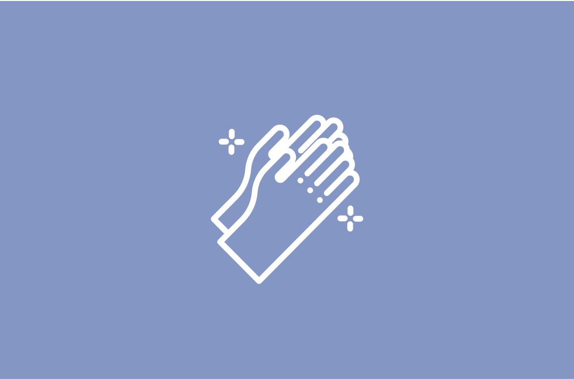 Two hands together icon on a purple background